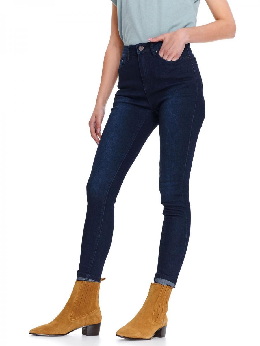 Top Secret Jeansy HOLU dámské skinny s vysokým pasem - Tmavě modrá - velikost 34